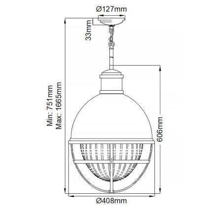 Quintiesse - Taklampa på stång TOLLIS 1xE27/40W/230V Ø 40,8 cm mattkrom