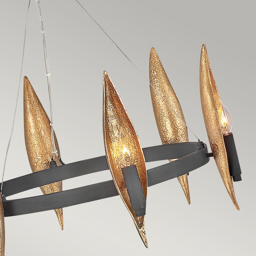 Quintiesse - Pendellampa på vajer WILLOW 6xE14/40W/230V Ø 61 cm guld/svart