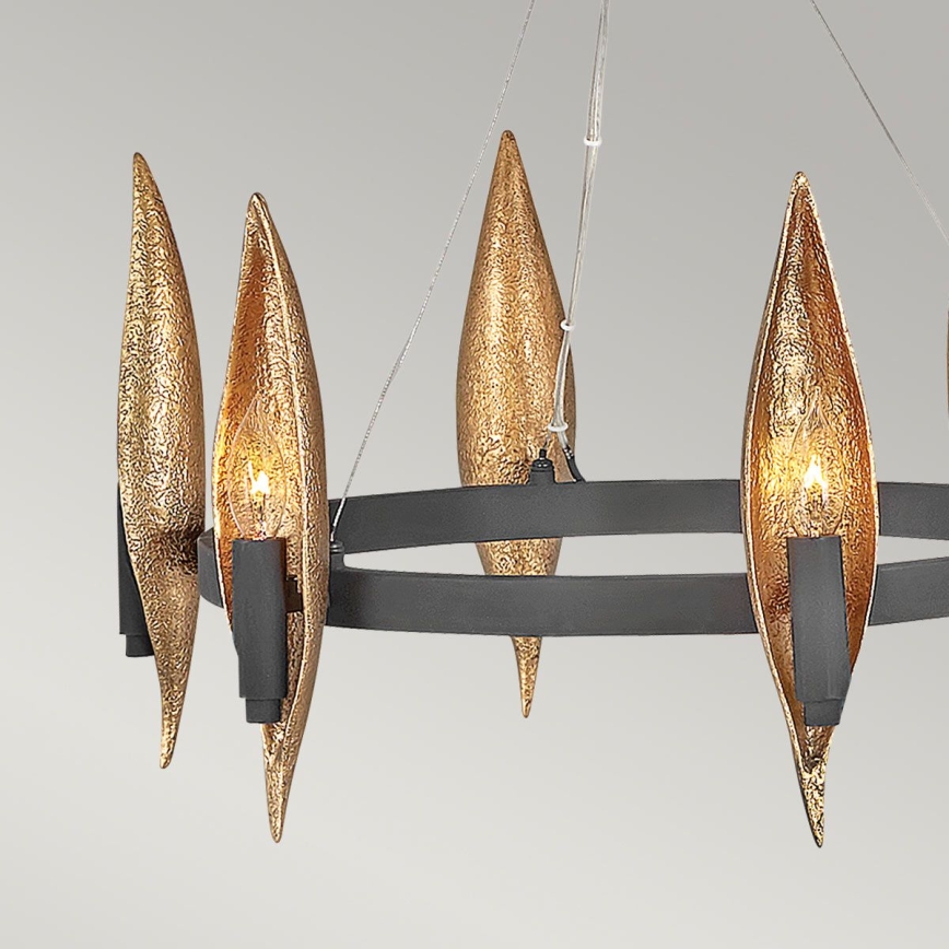 Quintiesse - Pendellampa på vajer WILLOW 6xE14/40W/230V Ø 61 cm guld/svart
