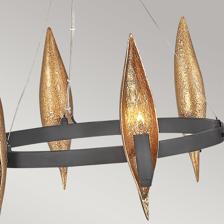 Quintiesse - Pendellampa på vajer WILLOW 6xE14/40W/230V Ø 61 cm guld/svart