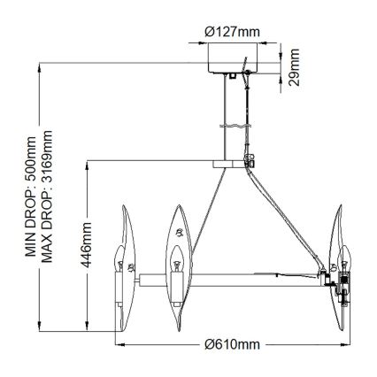 Quintiesse - Pendellampa på vajer WILLOW 6xE14/40W/230V Ø 61 cm guld/svart