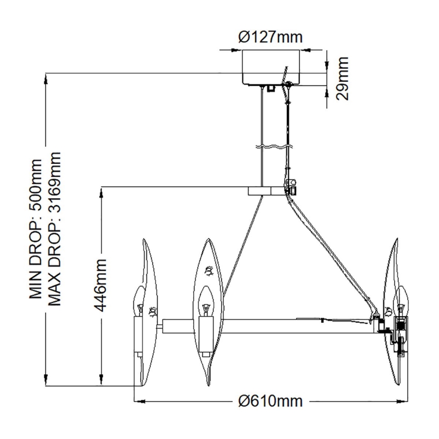 Quintiesse - Pendellampa på vajer WILLOW 6xE14/40W/230V Ø 61 cm guld/svart