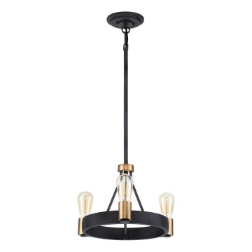 Quintiesse - Taklampa på stång SILAS 3xE27/60W/230V Ø 42,2 cm svart/guld