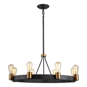 Quintiesse - Taklampa på stång SILAS 8xE27/60W/230V Ø 82,9 cm svart/guld
