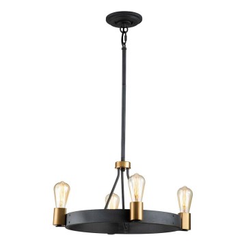 Quintiesse - Taklampa på stav SILAS 4xE27/60W/230V Ø 54,9 cm svart/guld
