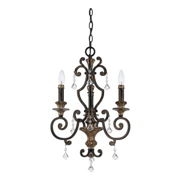 Quoizel - Kedjeupphängd ljuskrona MARQUETTE 3xE14/60W/230V bronsfärgad