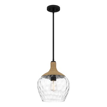 Quoizel - Pendelkrona ROYER 1xE27/60W/230V diameter 30,2 cm genomskinlig/svart/beige