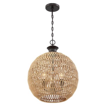 Quoizel - Taklampa med kedja CASABLANCA 3xE27/60W/230V brun