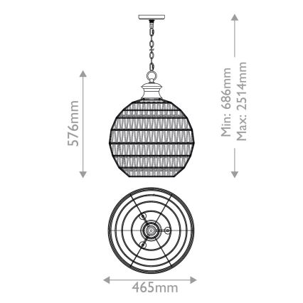 Quoizel - Taklampa med kedja CASABLANCA 3xE27/60W/230V brun