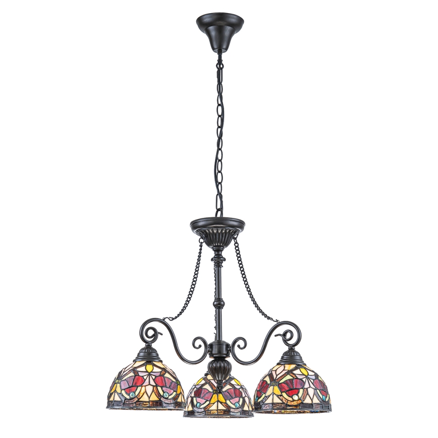 Quoizel - Kedjeupphängd Tiffany-ljuskrona LARISSA, 3 x E27, max 60 W, 230 V, Ø 63,6 cm
