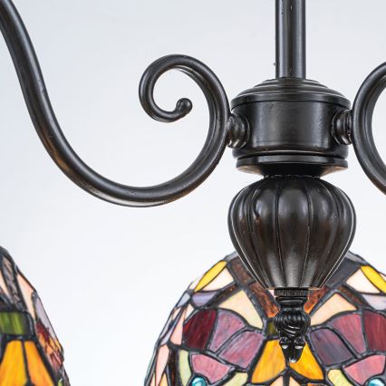 Quoizel - Kedjeupphängd Tiffany-ljuskrona LARISSA, 3 x E27, max 60 W, 230 V, Ø 63,6 cm
