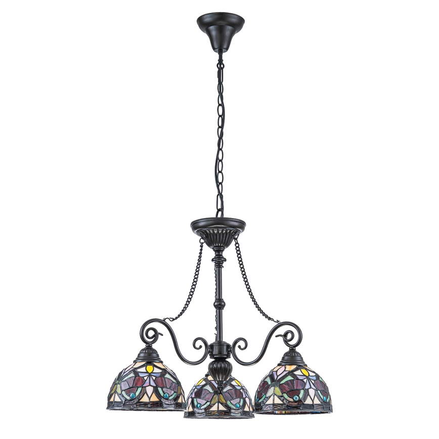 Quoizel - Kedjeupphängd Tiffany-ljuskrona LARISSA, 3 x E27, max 60 W, 230 V, Ø 63,6 cm