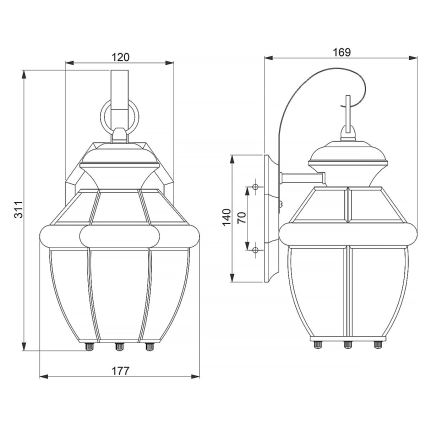 Quoizel - Utomhusvägglampa NEWBURY 1xE27/60W/230V IP44 i koppar