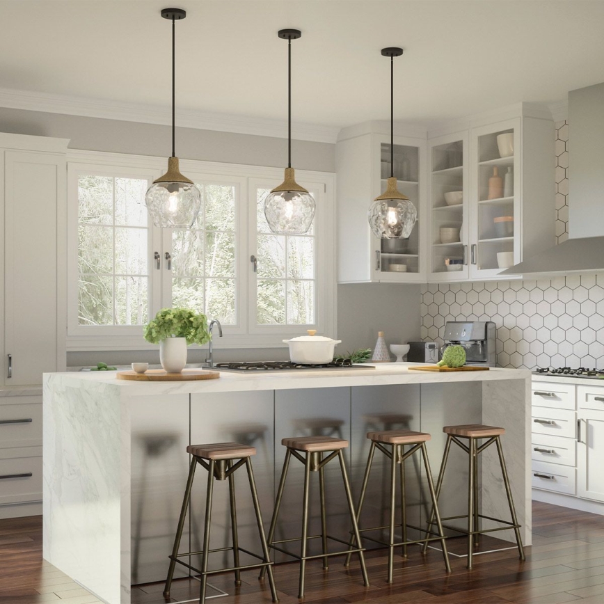 Quoizel - Pendelkrona ROYER 1xE27/60W/230V diameter 30,2 cm genomskinlig/svart/beige