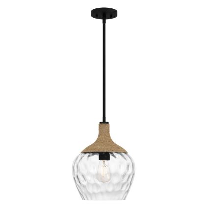 Quoizel - Pendelkrona ROYER 1xE27/60W/230V diameter 30,2 cm genomskinlig/svart/beige