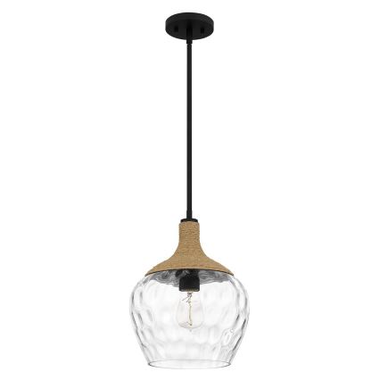 Quoizel - Pendelkrona ROYER 1xE27/60W/230V diameter 30,2 cm genomskinlig/svart/beige