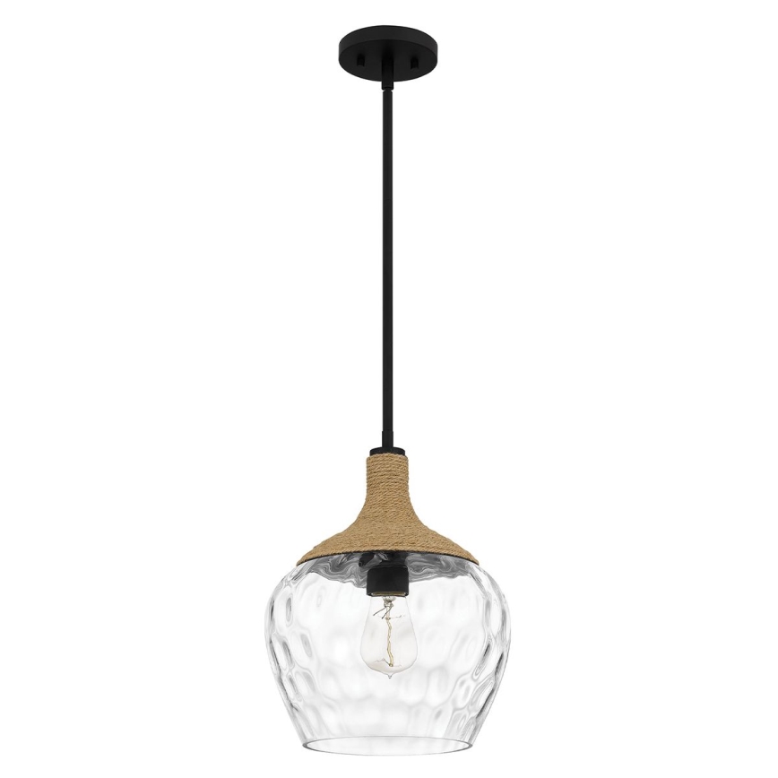 Quoizel - Pendelkrona ROYER 1xE27/60W/230V diameter 30,2 cm genomskinlig/svart/beige