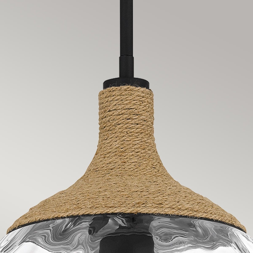Quoizel - Pendelkrona ROYER 1xE27/60W/230V diameter 30,2 cm genomskinlig/svart/beige