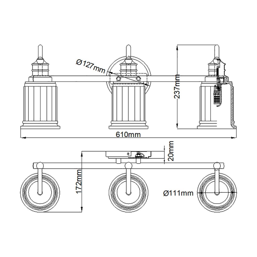 Quoizel - LED-badrumsvägglampa SWELL 3xG9/3W/230V IP44 guld