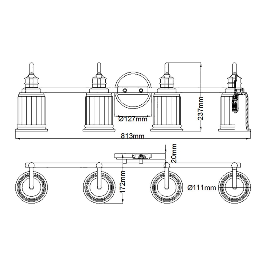 Quoizel - LED badrumsvägglampa SWELL 4xG9/3W/230V IP44 guld