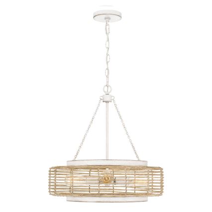 Quoizel - Ljuskrona med kedja WAYLON 4xE27/60W/230V Ø 50,4 cm brun/vit