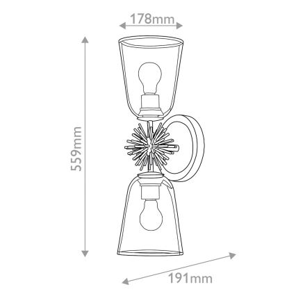 Quoizel - Vägglampa STARING 2xE27/40W/230V koppar