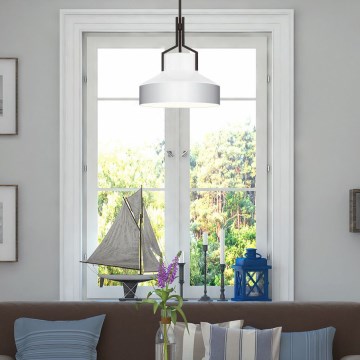 Quoizel - Stavmonterad taklampa BRECKEN 2xE27/60W/230V svart/vit