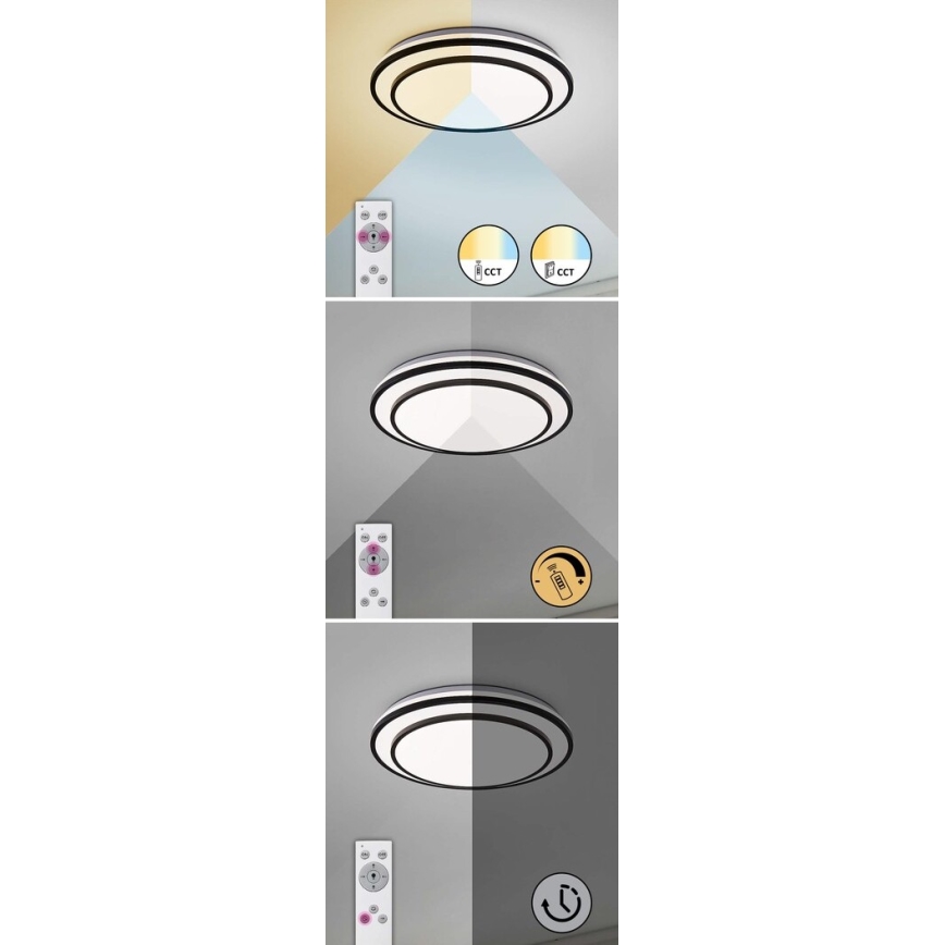 Rabalux - Dimbart LED-takarmatur LED/40W/230V 3000-6500K svart Ø 49 cm + fjärrkontroll