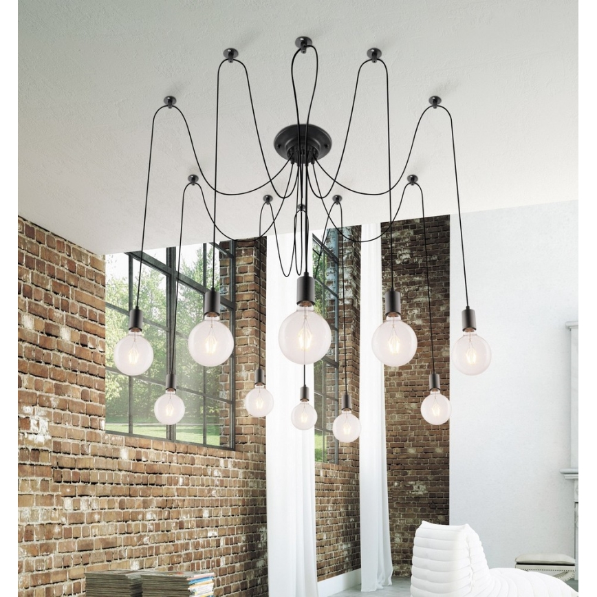 Rabalux - Ljuskrona 10xE27/60W/230V spindel svart