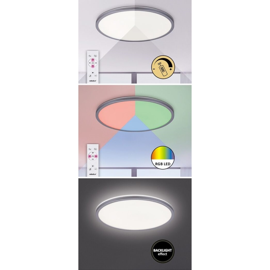 Rabalux - Dimbart LED RGB-takarmatur LED/22W/230V med Wi‑Fi (Tuya) och fjärrkontroll 42x42 cm