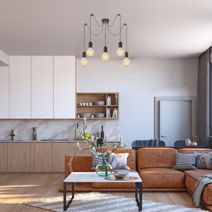 Rabalux - Ljuskrona med textilsladd 5xE27/25W/230V spindel