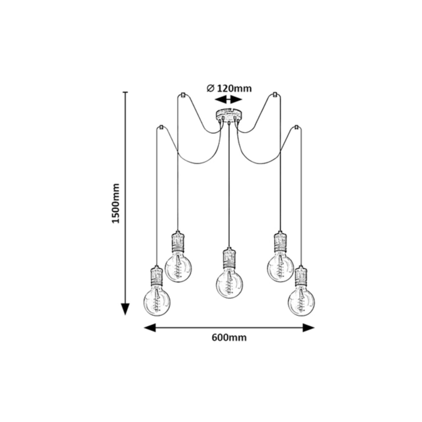 Rabalux - Ljuskrona med textilsladd 5xE27/25W/230V spindel