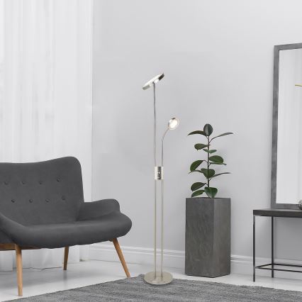 Rabalux - LED Dimbar golvlampa LED/18,5W/230V + LED/4,5W matt krom