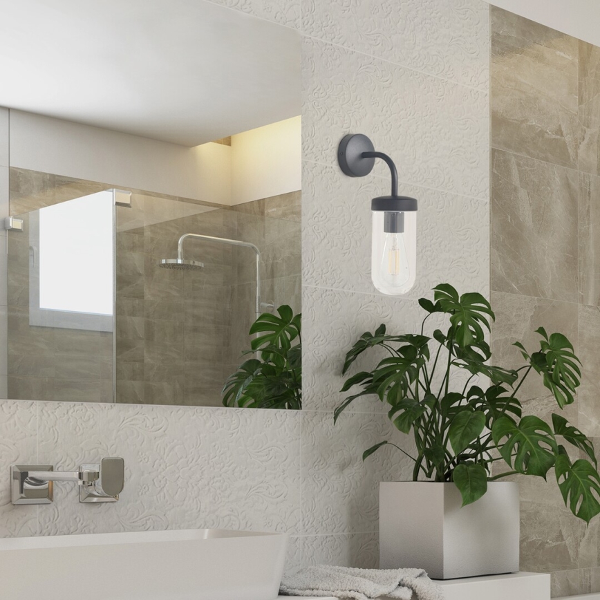 Rabalux - Vägglampa för badrum 1xE27/60W/230V IP44 svart