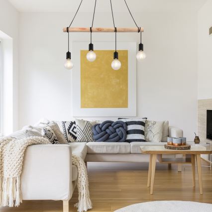 Rabalux - Ljuskrona med textilsladd 4xE27/40W/230V eukalyptus