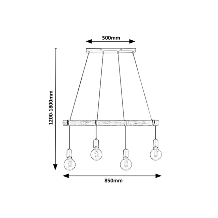Rabalux - Ljuskrona med textilsladd 4xE27/40W/230V eukalyptus