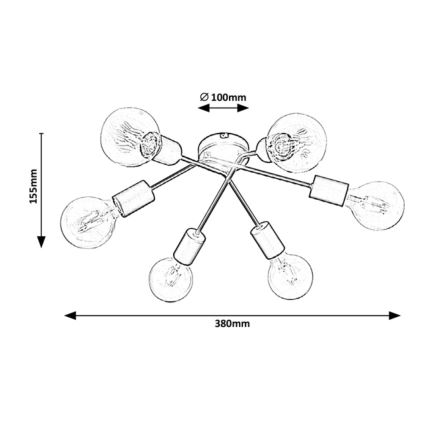 Rabalux - Fastsatt Ljuskrona  6xE27/40W/230V