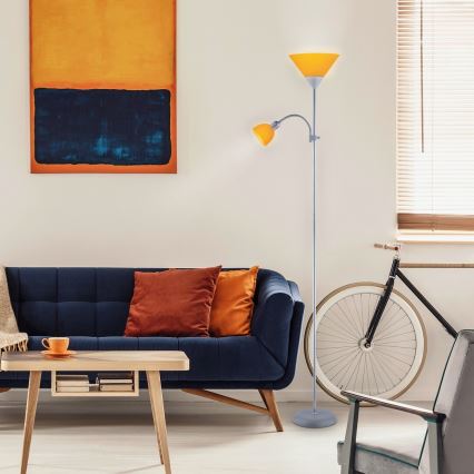 Rabalux - Golvlampa 1xE27/100W+E14/25W grå/orange