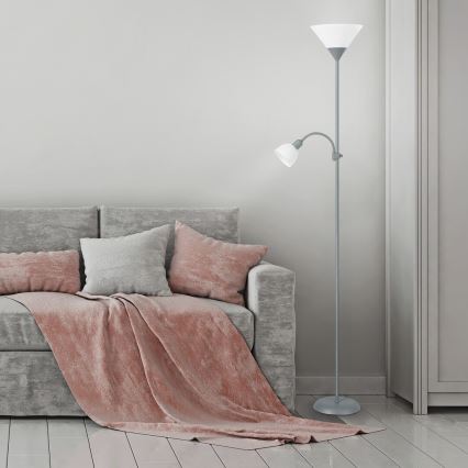 Rabalux - Golvlampa 1xE27/100W+E14/25W grå/vit