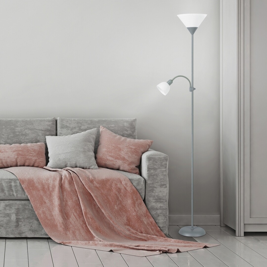 Rabalux - Golvlampa 1xE27/100W+E14/25W grå/vit