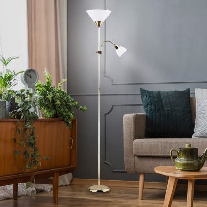 Rabalux - golvlampa 1xE27/100W+E14/25W guld/vit