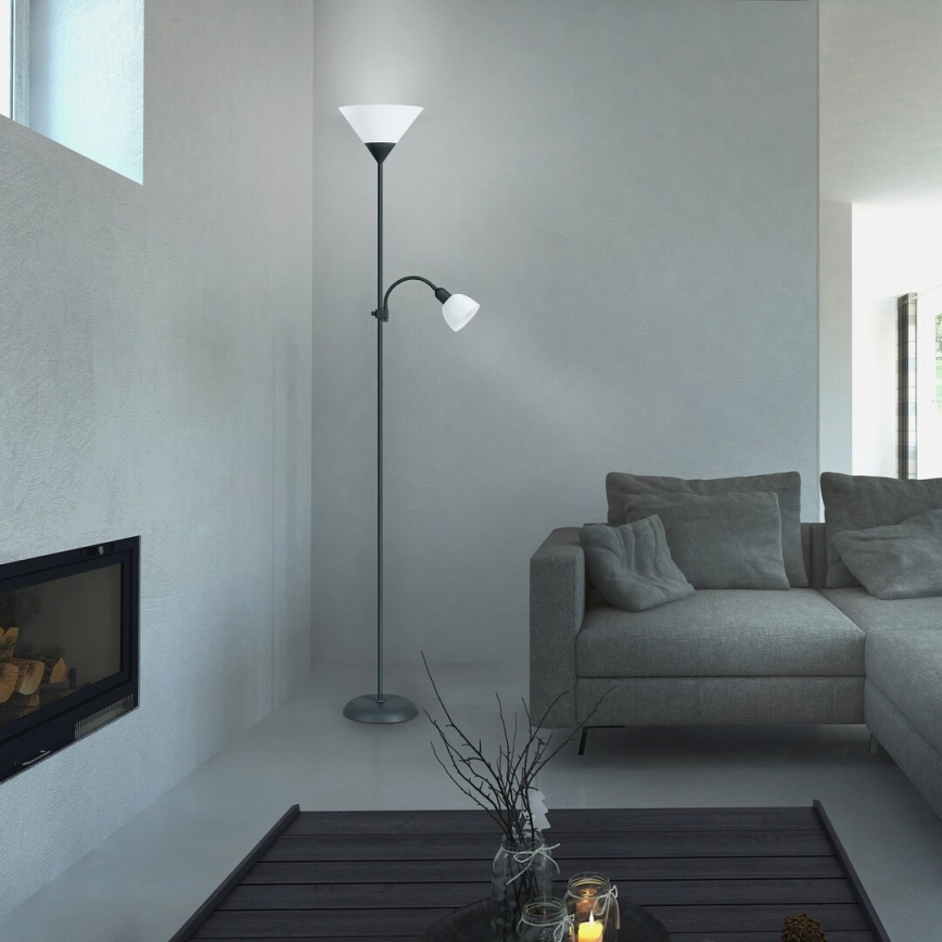 Rabalux - Golvlampa 1xE27/100W+E14/25W svart/vit