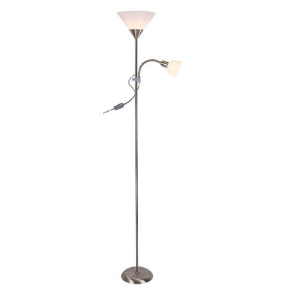 Rabalux - Golvlampa ACTION 1xE27/100W/230V + 1xE14/25W mattkrom/vit