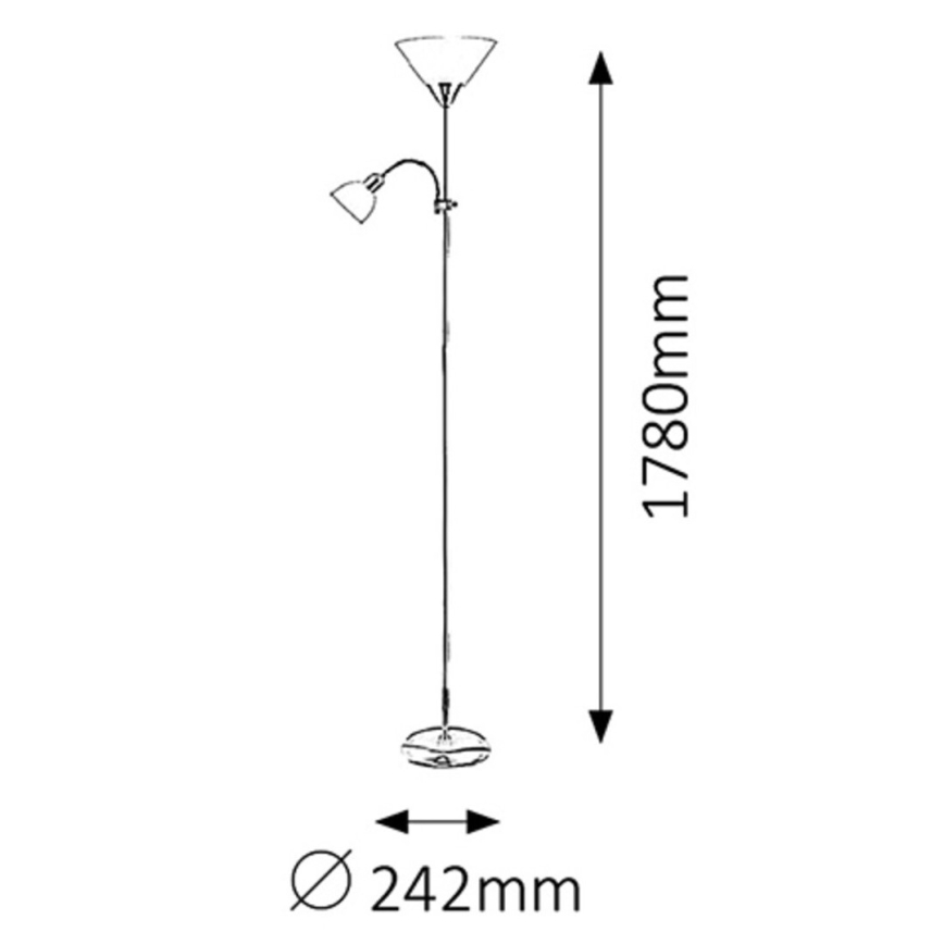 Rabalux - Golvlampa ACTION 1xE27/100W/230V + 1xE14/25W mattkrom/vit