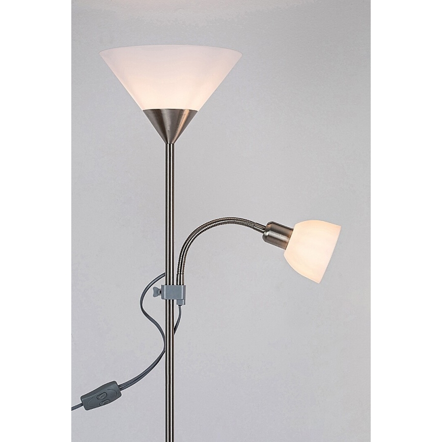 Rabalux - Golvlampa 1xE27/100W+E14/25W matt krom/vit