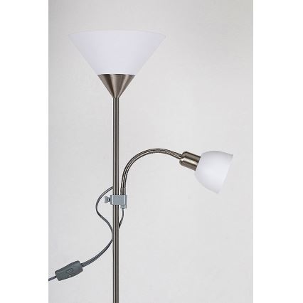 Rabalux - Golvlampa 1xE27/100W+E14/25W matt krom/vit