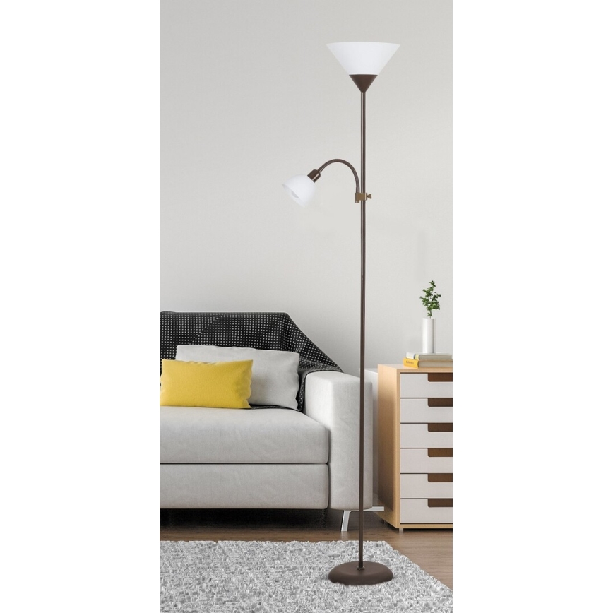 Rabalux - Golvlampa 1xE27/100W+1xE14/25W/230V brun/vit