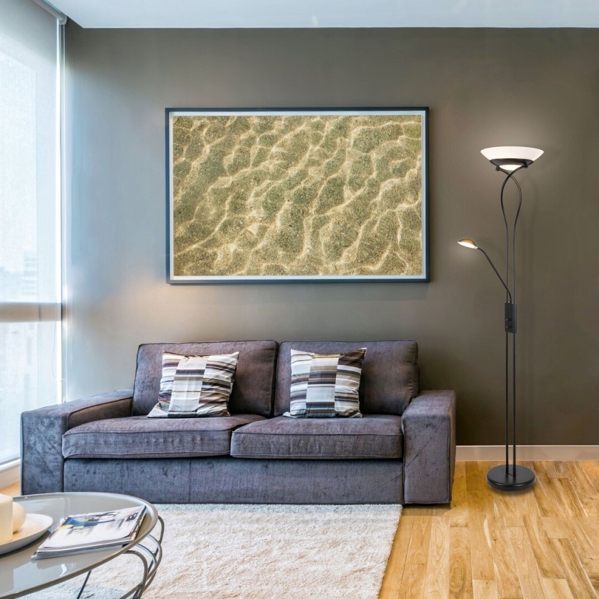 Rabalux 4554 - Golvlampa GAMMA 2xE27/15W+1xG9/40W/230V svart