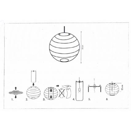 Rabalux 4894 - Lampskärm till RICE taklampa vit E27 Ø 30 cm