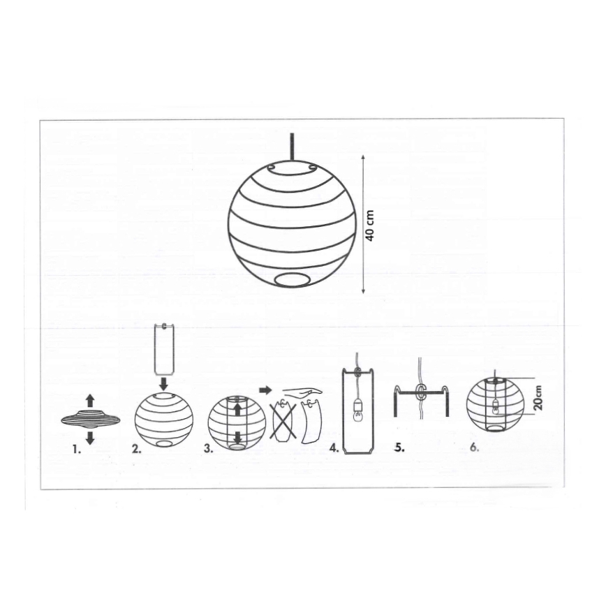 Rabalux 4898 - Lampskärm till RICE taklampa vit E27 Ø 40 cm